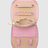 The Louenhide Juniper Jewelry Case is ideal for those who appreciate the finer details in their jewelry storage. Designed with your dynamic lifestyle in mind, this jewellery wallet is compact and portable. Whether placed on your vanity at home or tucked into your luggage for travel, the Juniper ensures your favourite pieces are protected wherever you go. Organize your pieces with the two press stud hooks, slip pocket, drawstring bag, ring roll and earring press stud band. Structured and protecte