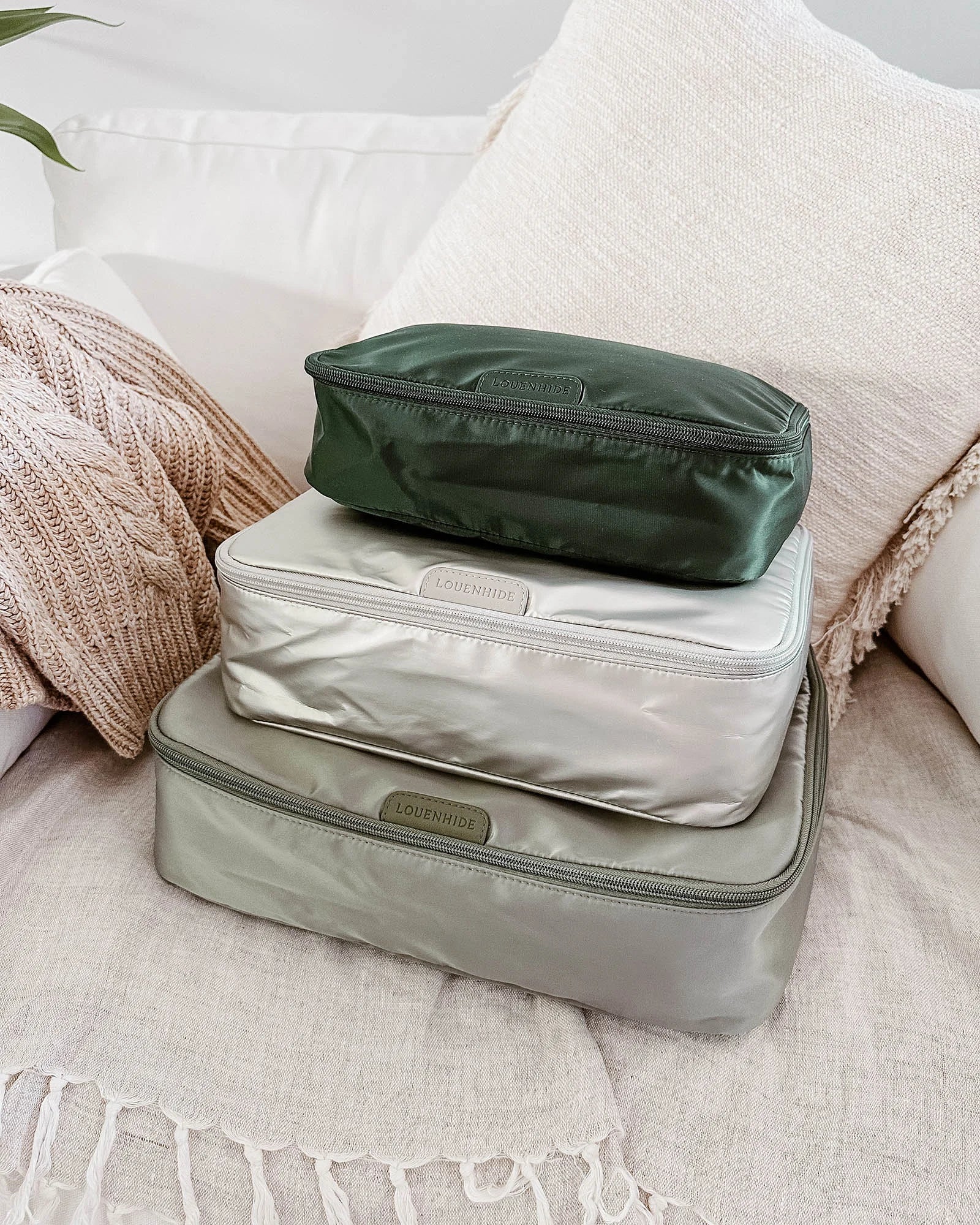 The Louenhide Madras 3 Piece Packing Cube Set will transform the way you travel. Maximize space and minimize bulk with the three varied sizes in three complementary hues. Use the smaller cube for your personal items, the medium for lighter pieces and the largest cube for your chunky knits and jeans.