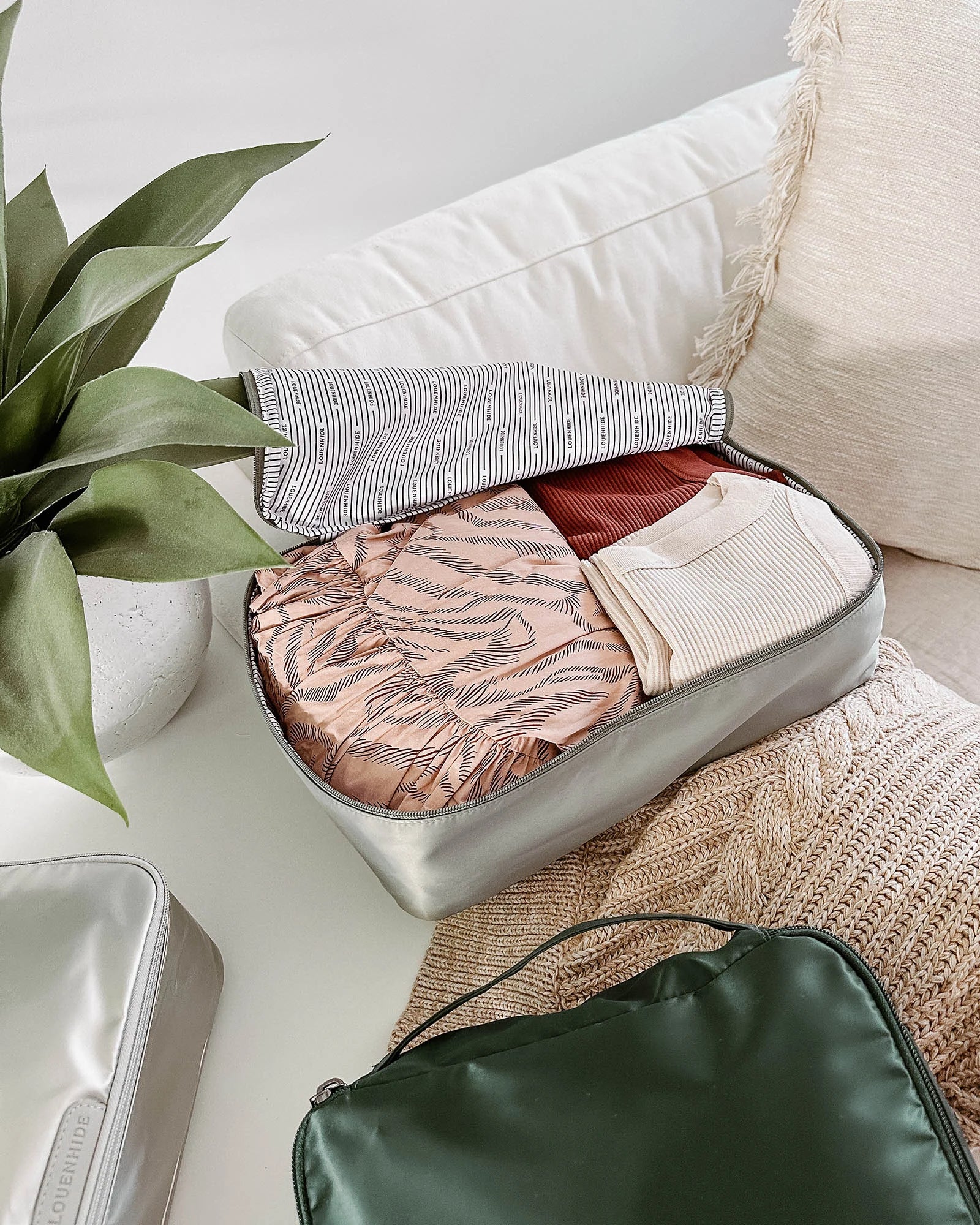 The Louenhide Madras 3 Piece Packing Cube Set will transform the way you travel. Maximize space and minimize bulk with the three varied sizes in three complementary hues. Use the smaller cube for your personal items, the medium for lighter pieces and the largest cube for your chunky knits and jeans.