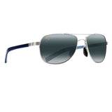 Aviator sunglasses with dark lenses on a white background