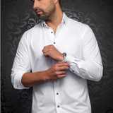 Au Noir ALEXANDER SLD White Navy Long Sleeve Shirt