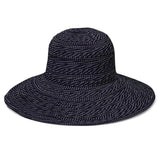 Charming white polka dots cover the classic black Scrunchie hat for a timeless look. The wire-edged brim hat can be adjusted for every mood – straighten it out for a stylish silhouette or wear it wavy for a flirty look. The wide brim allows for maximum sun protection.