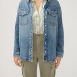 The perfect layer for any season? A denim shacket. This stylish top layer combines the structure of a jacket with the ease of a shirt, featuring a relaxed fit and oversized pockets. Wear it open or buttoned up, dressed up or down—this jean shacket is sure to be your new staple layer.