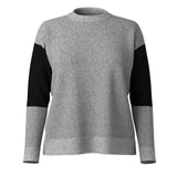 Gray sweater with black sleeves on a white background