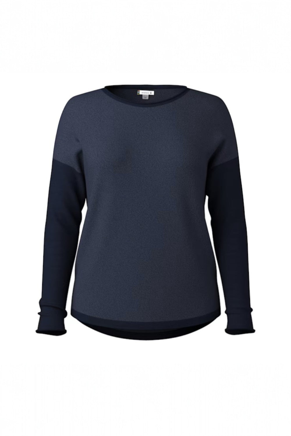 Navy blue sweater on a white background