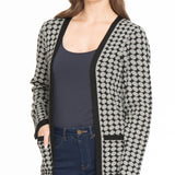 Stay stylishly warm this season with the Spense Houndstooth Cardigan. 