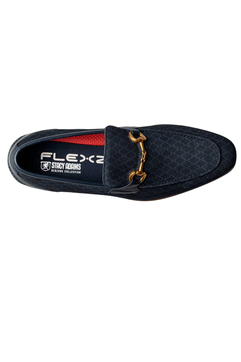 The Stacy Adams Brinkley Moc Toe Bit Slip On features a cool pattern on its soft suede upper and an elegant metal bit. The head-turning style is complemented by the comfort of our FlexZone removable footbed .