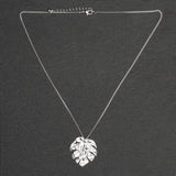 Suzie Blue Hammered Leaf Pendant On Chain Necklace