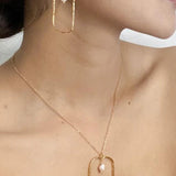 Suzie Blue Hammered Rectangle With Pearl Pendant