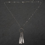 Suzie Blue Beaten Triple Long Tear Drop Necklace In Silver Plate