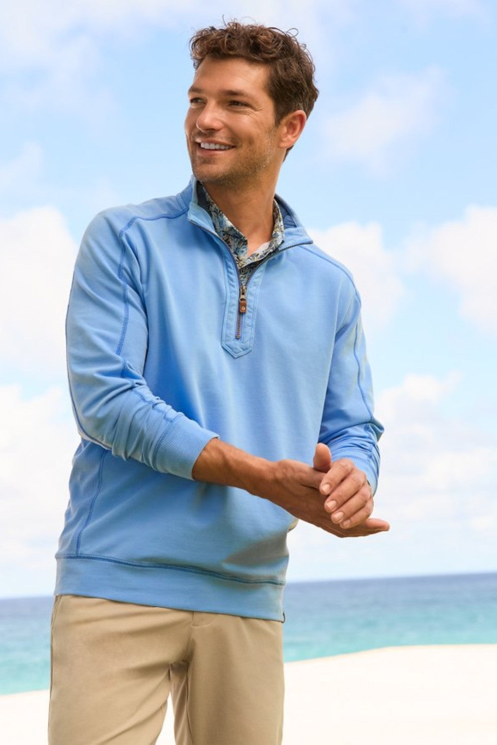 Ultra-soft french terry brings instant comfort to an elevated half-zip that's destined for hanging out—and made for living in.