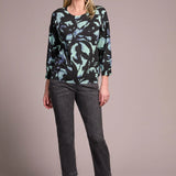 Opt for this relaxed crewneck sweater when you desire casual coziness in a soft yarn blend. The all-over floral print adds an uplifting touch to your look, while drop shoulders enhance comfort and ease of movement. Three-quarter-length sleeves provide the perfect amount of coverage.