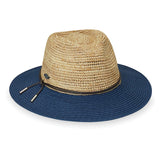 Raw meets refined in a pair of contrasting textures – a lovely pairing of natural fiber with the structured lines of paper braid. The Laguna hat can be worn for walks on the beach or attending an art festival. This raffia beach hat features a faux leather cord with gold metal tips for a modern feel. 