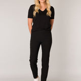 Yaltha is a high rise/slim fit pant in a viscose/polyamide fabric quality. The trousers have an elasticated waistband and wear comfortably with the addition of elastane.  