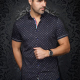 This is a collection of comfortable, performance stretch, fashionable dressy and casual shirts. Stand out from the crowd, thanks to Au Noirs cleaver use of contrasting patterns and sophisticated details. Comfortable with a high quality, performance stretch cotton fabric. 