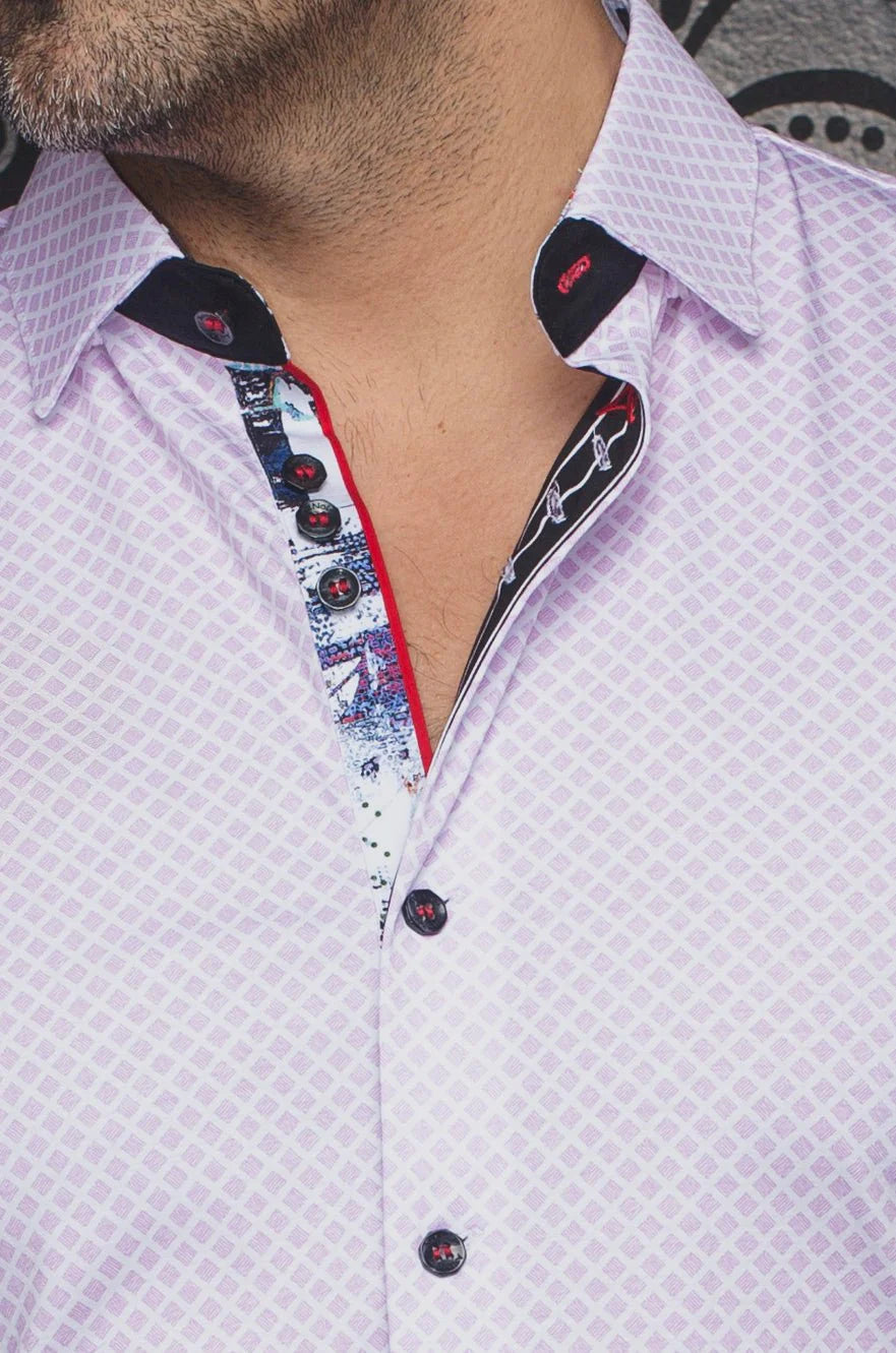 This is a collection of comfortable, performance stretch, fashionable dressy and casual shirts. Stand out from the crowd, thanks to Au Noirs cleaver use of contrasting patterns and sophisticated details. Comfortable with a high quality, performance stretch cotton fabric. 