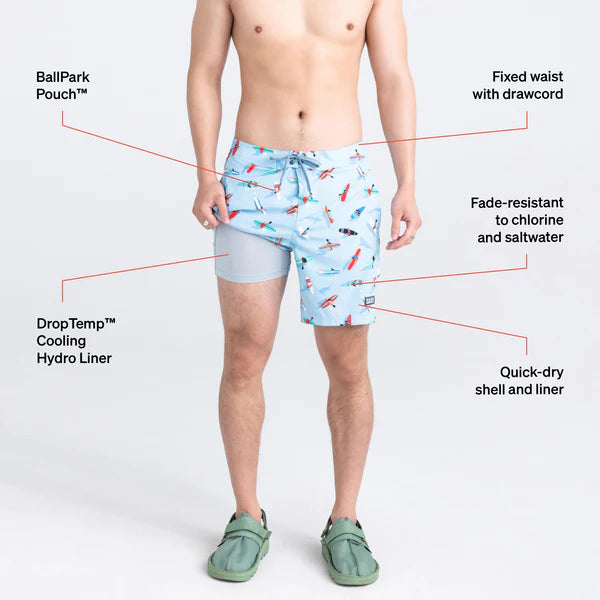 These 2N1 board shorts combine a Slim Fit liner under a fixed-waist shell. The integrated liner is form-fitting through the butt and thighs.Big waves and bold moves. Betawave is the first-ever board short equipped with the BallPark Pouch, providing unreal support in and out of the water.