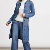 Achieve the perfect one-and-done ensemble effortlessly with our denim dress jacket. With its long-sleeve design and a flattering 45" length providing just the right coverage, this jacket exudes understated elegance.