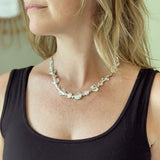Suzie Blue Silver Plate Beaten Heart Necklace