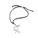 Suzie Blue Double Dragonfly Necklace on Suede.
