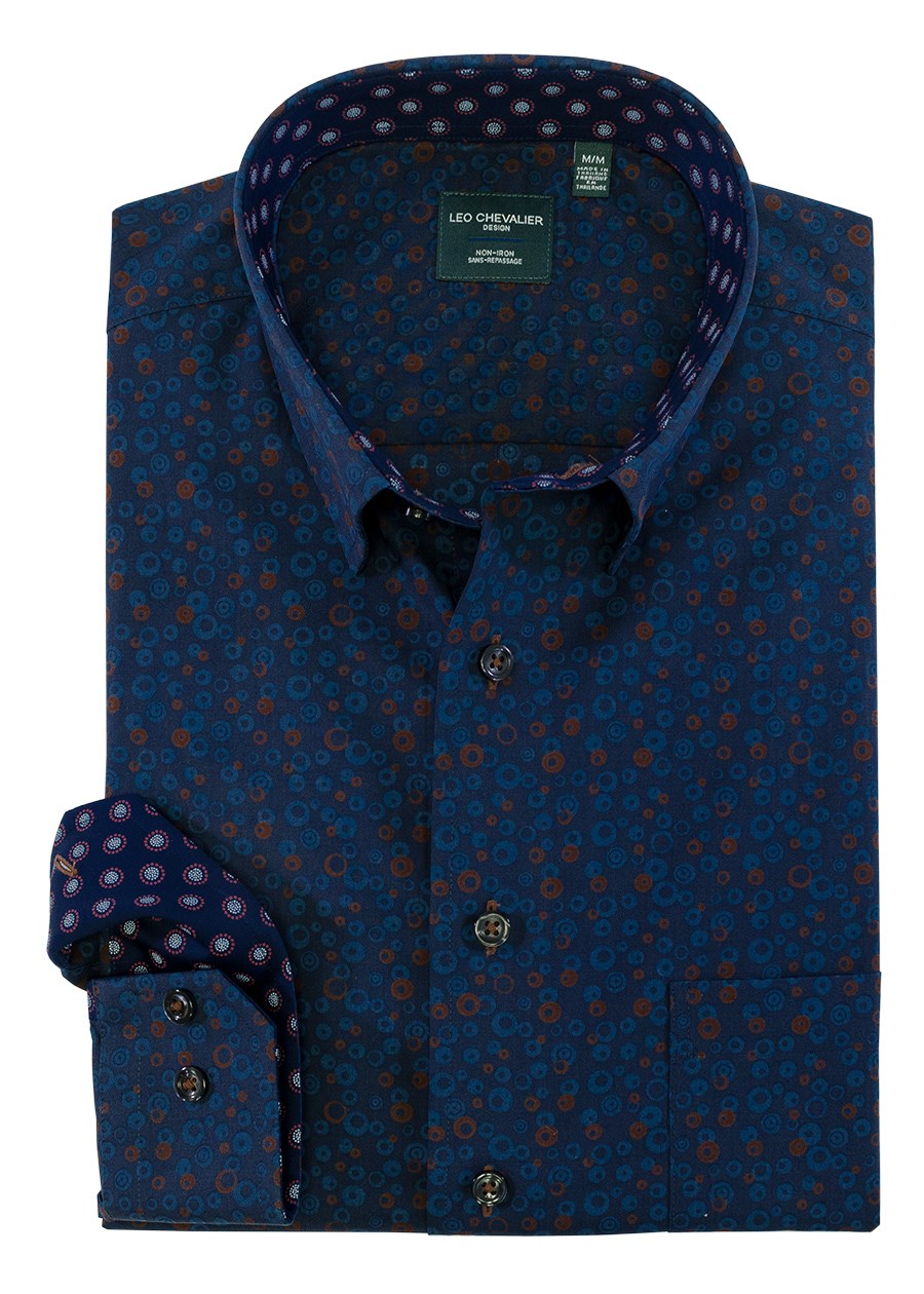Leo Chevalier Long Sleeve Sport Shirt TALL (Indigo).