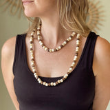 Suzie Blue Long Simple Wooden Necklace