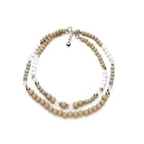 Suzie Blue Double Strand Wooden Necklace.