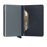 Secrid Slimwallet Saffiano Navy.The Slimwallet is a modern take on the classic billfold. With its slim profile it fits perfectly into every pocket.