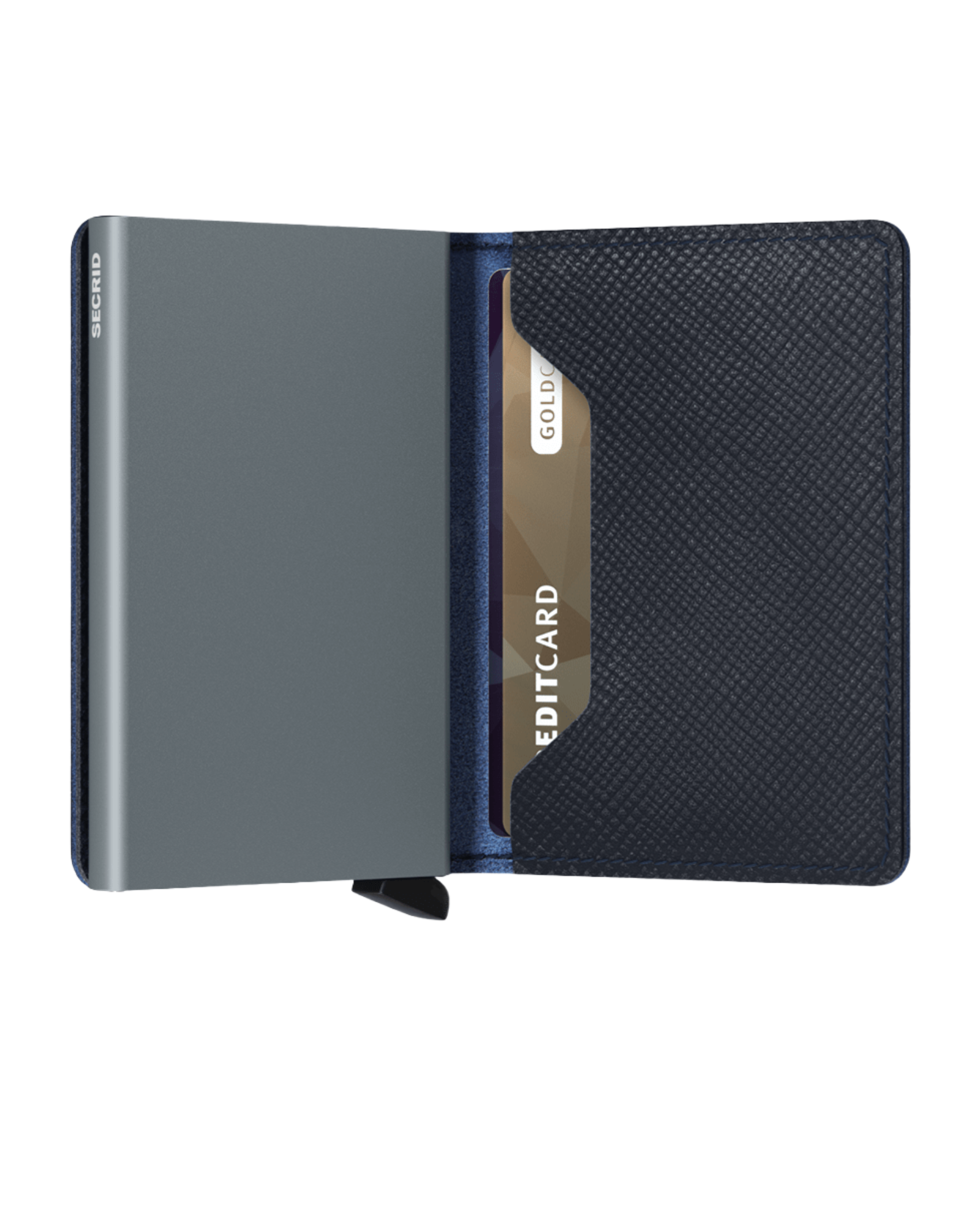 Secrid Slimwallet Saffiano Navy.The Slimwallet is a modern take on the classic billfold. With its slim profile it fits perfectly into every pocket.