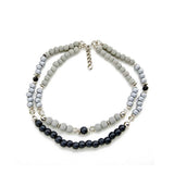 Suzie Blue Double Strand Wooden Necklace.