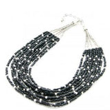 Suzie Blue Grey Beaded Collar Necklace