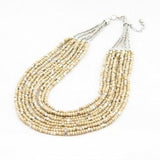 Suzie Blue Grey Beaded Collar Necklace