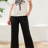 Tribal Short Sleeve Crew Neck Top w/Placement Print