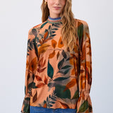 FDJ Mock Neck Trimmed Top
