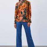 FDJ Mock Neck Trimmed Top