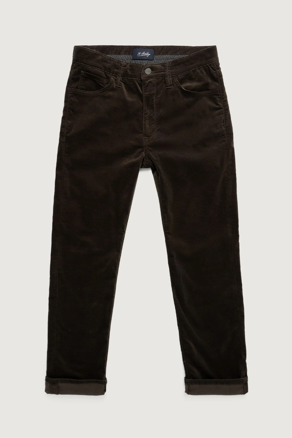 Brown moleskin pants on a white background
