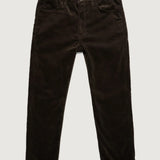 Brown moleskin pants on a white background