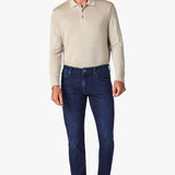 Elevate any occasion in this pair of sleek, dark-wash jeans cut from denim with a luxe look and feel. Made for movement with a higher proportion of elastance, this pair still maintains the texture of an authentic jean. A modern straight leg feels just roomy enough while flattering from every angle.