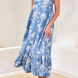 Tribal Maxi Dress w/Bottom Frill