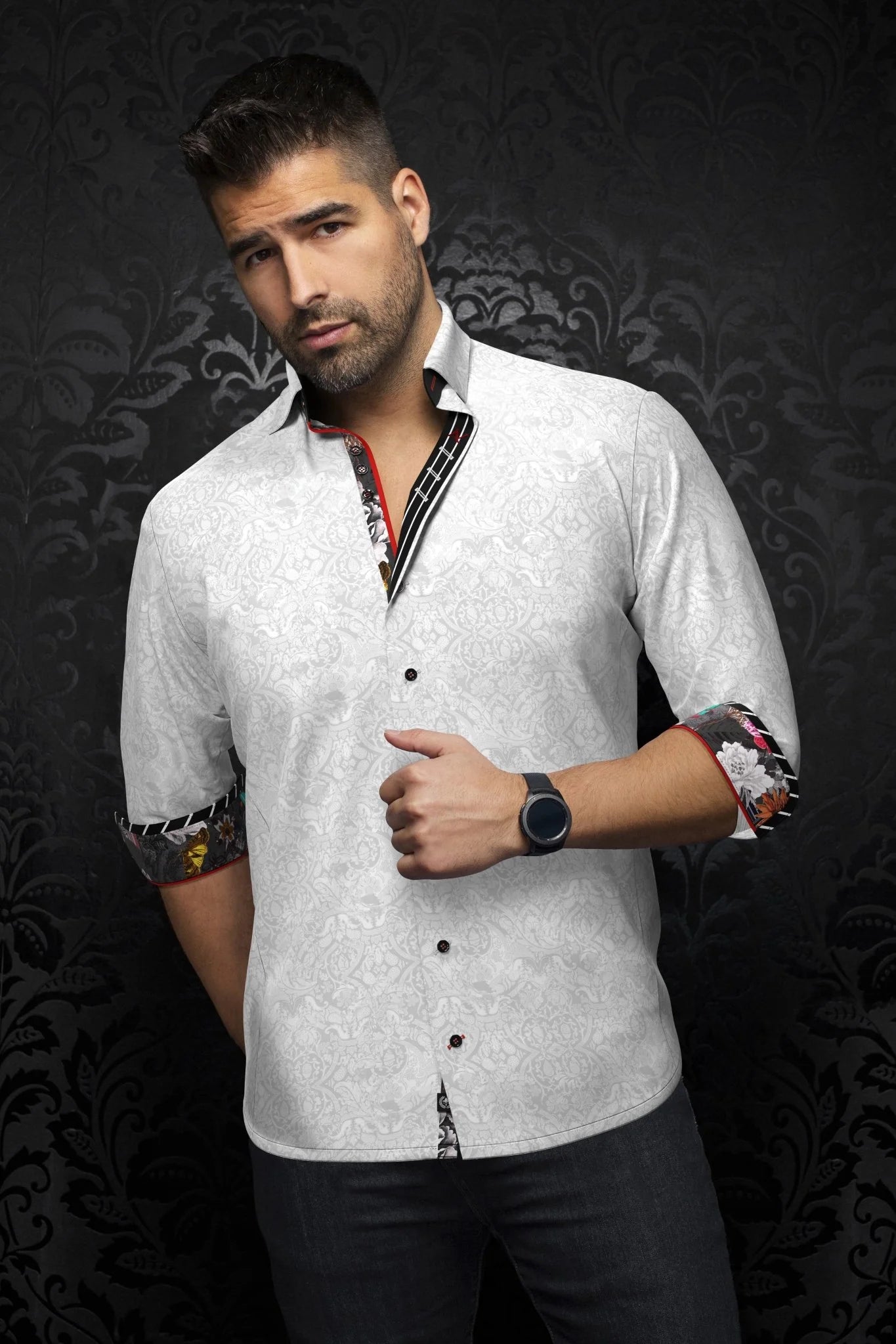 Shirt casual dress fashion for men 98% cotton and 2% Spandex for optimum comfort. Distinguish yourself with contrasting patterns and sophisticated details. Comfortable with premium stretch cotton fabric.&nbsp;