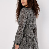 Apricot Paisley Print Ruffle Detail Dress