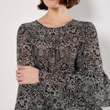 Apricot Paisley Print Ruffle Sleeve Blouse
