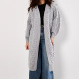 Apricot Cable Knit Open Midi Cardigan 