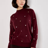 Apricot Embroidered Heart Mock Neck Sweater 