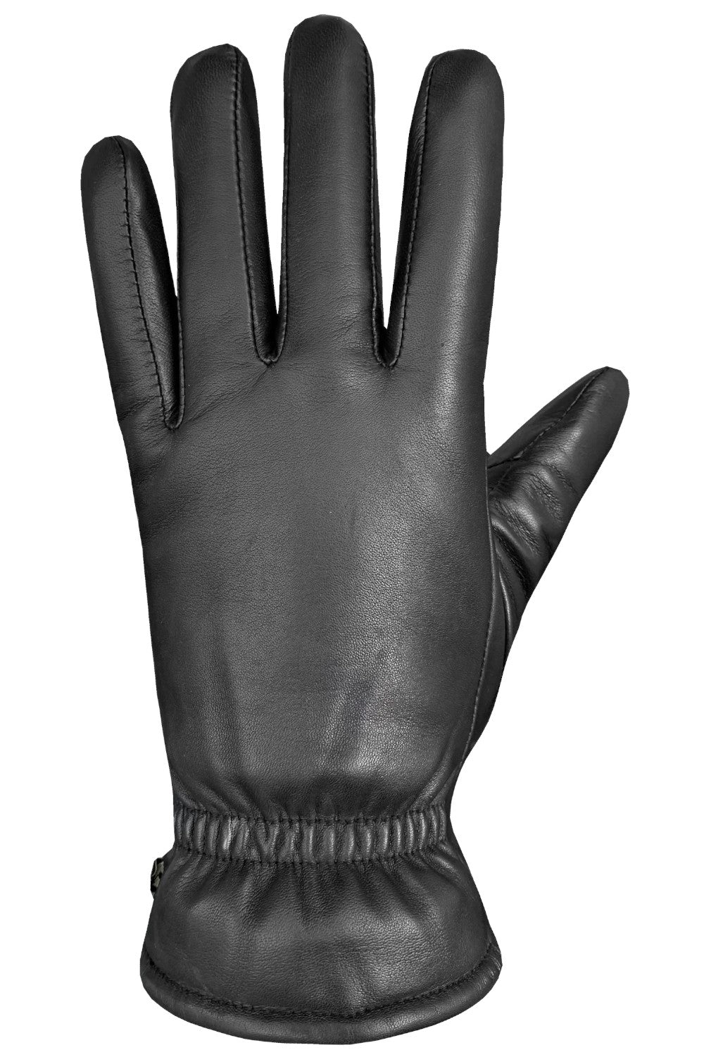Black leather glove on a white background