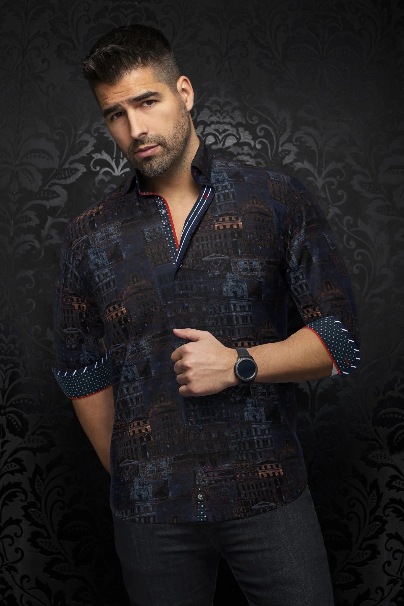 Made using a newly developed weaving technique, creating a revolutionary stretch fabric. Cool fabric and 360° freedom of movement for unparalleled comfort.

This is a collection of comfortable, performance stretch, fashionable dressy and casual shirts. Stand out from the crowd, thanks to Au Noirs cleaver use of contrasting patterns and sophisticated details. Comfortable with a high quality, performance stretch cotton fabric.&nbsp;