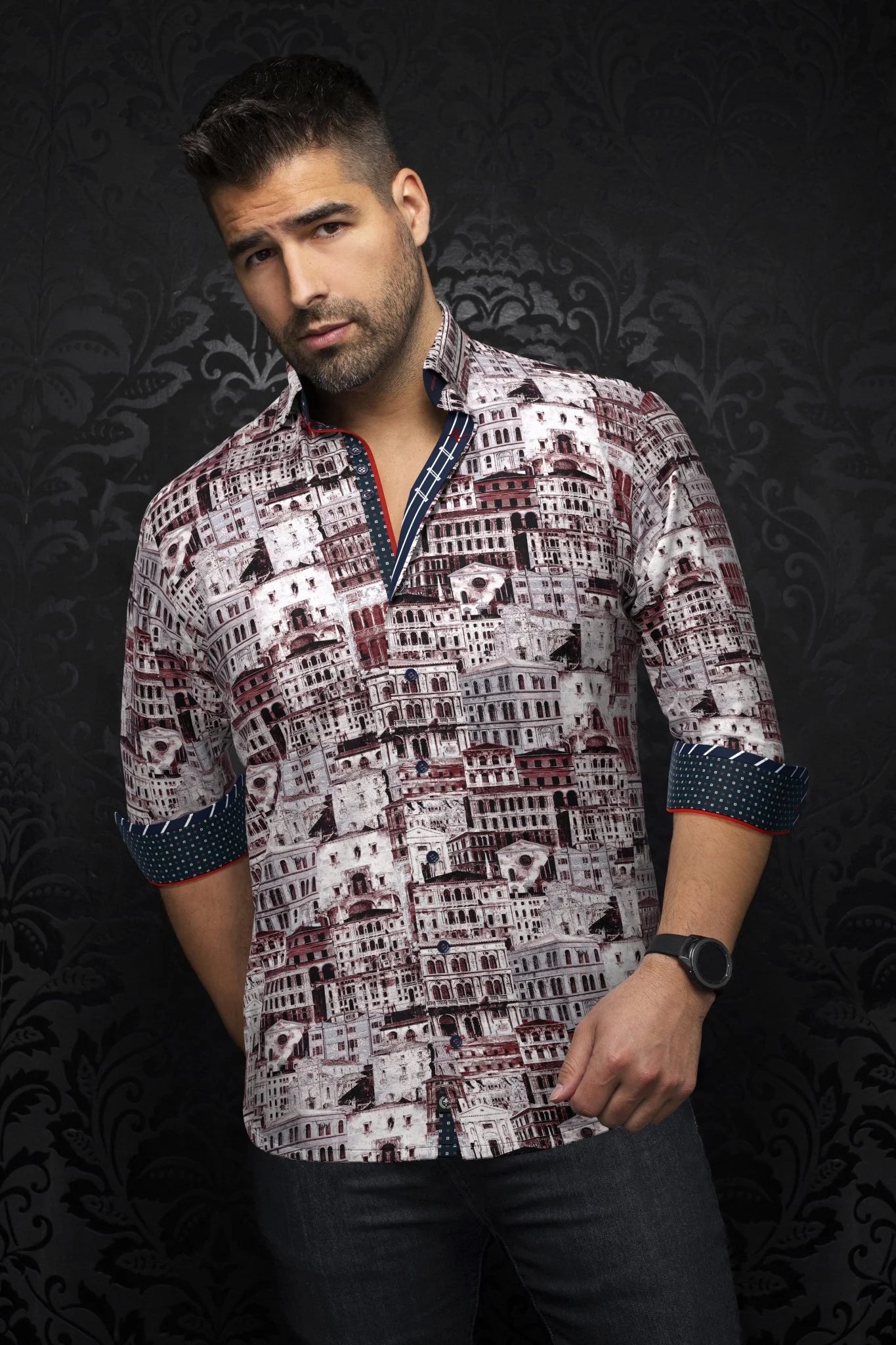 This is a collection of comfortable, performance stretch, fashionable dressy and casual shirts. Stand out from the crowd, thanks to Au Noirs cleaver use of contrasting patterns and sophisticated details. Comfortable with a high quality, performance stretch cotton fabric.&nbsp;