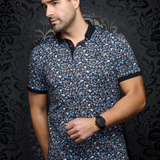 Men's casual dress polo shirt. Distinguish yourself with contrasting patterns and sophisticated details. Comfortable with high-end cotton fabric. Offers confidence and freedom of movement. 