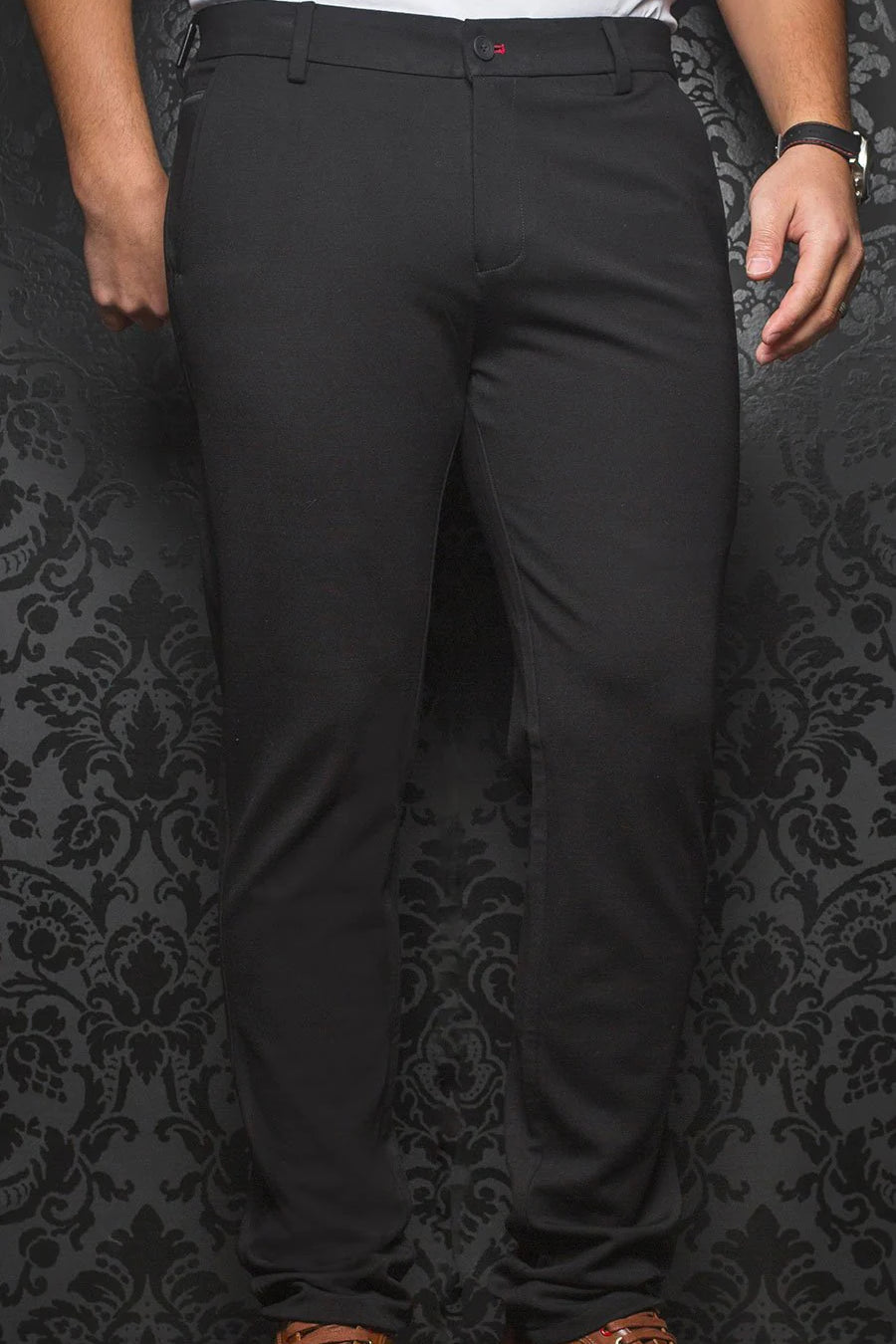 PANTS Au Noir Ultra Stretch PANTS dressy and casual fashion for men ''ON THE MOVE''. Slim fit with slanted pockets. Super comfortable with high quality cotton fabric. Offers confidence and freedom of movement.