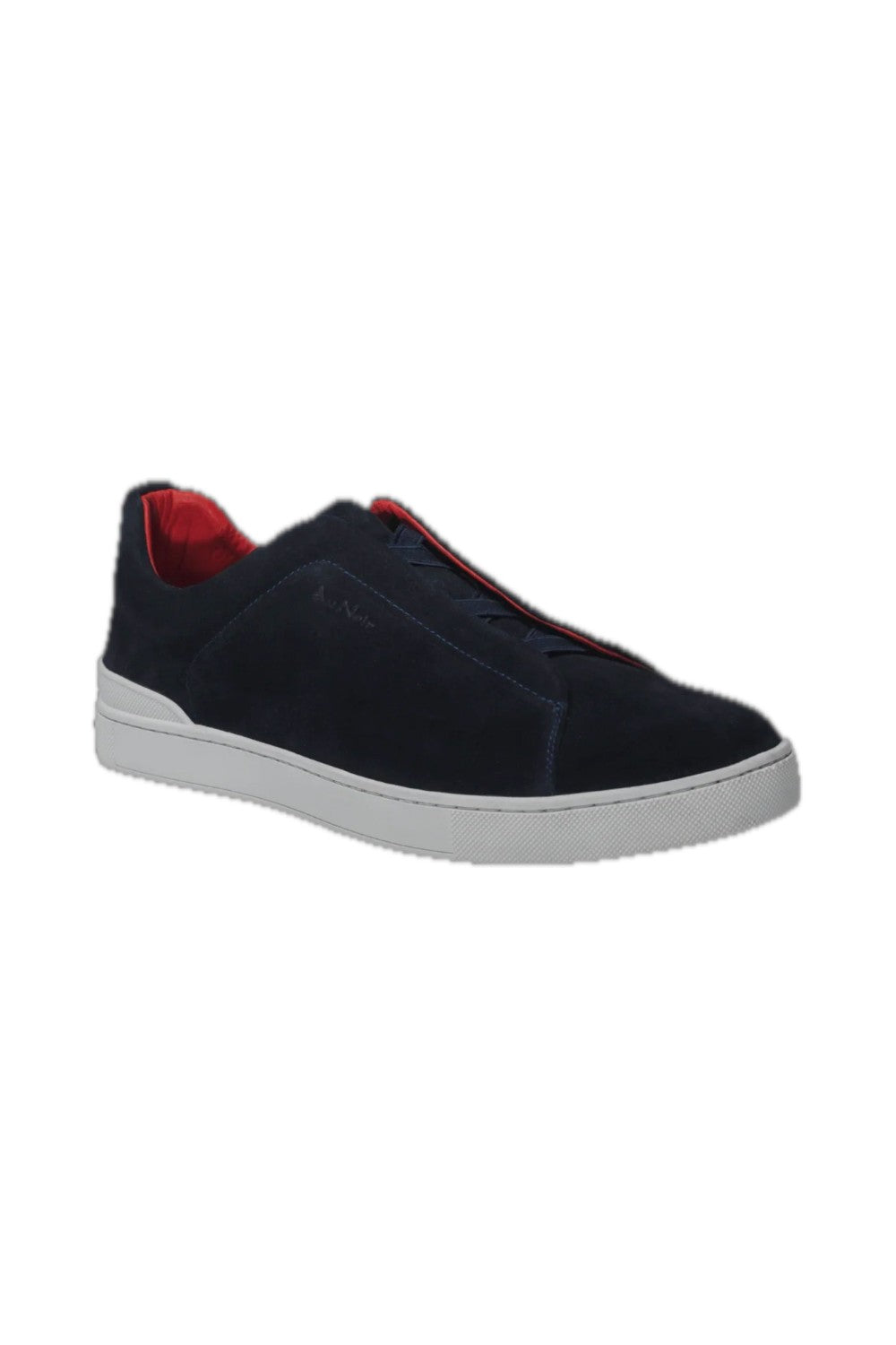 Discover our elegant navy blue suede sneaker, designed to combine comfort and versatility. The shoe features a vibrant red trim that adds a splash of color, making it a perfect choice for casual outings or sporting activities. Made from high-quality materials, this sneaker ensures durability while offering a comfortable fit for all-day wear. Enhance your shoe collection with this modern, chic design.